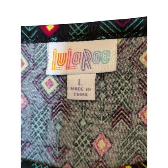 LuLaRoe Julia Aztec Geometric Colorful Midi Stretch L - Picture 2 of 4